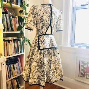 Vintage 80s silk puff sleeve dress